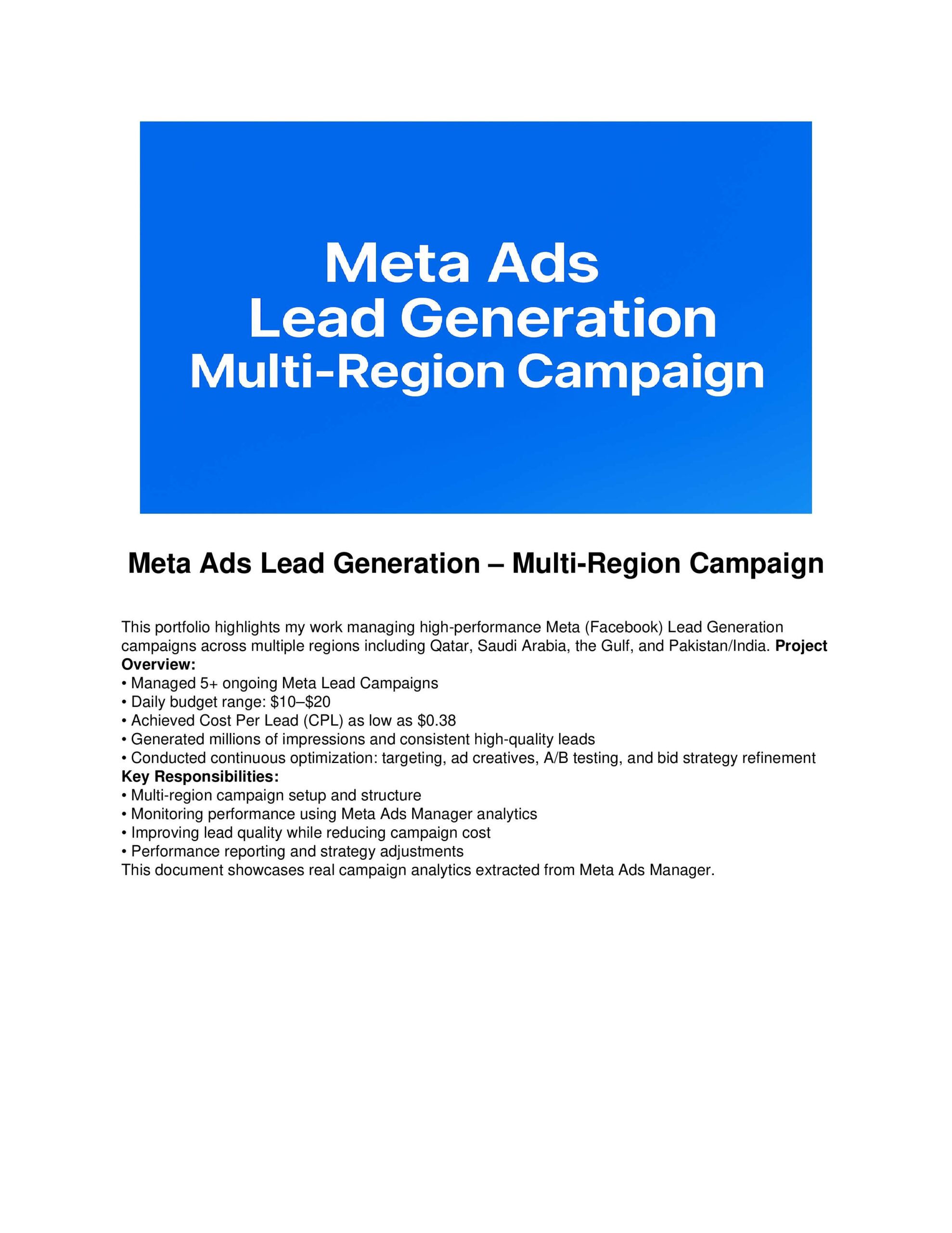 meta ads lead generation portfolio